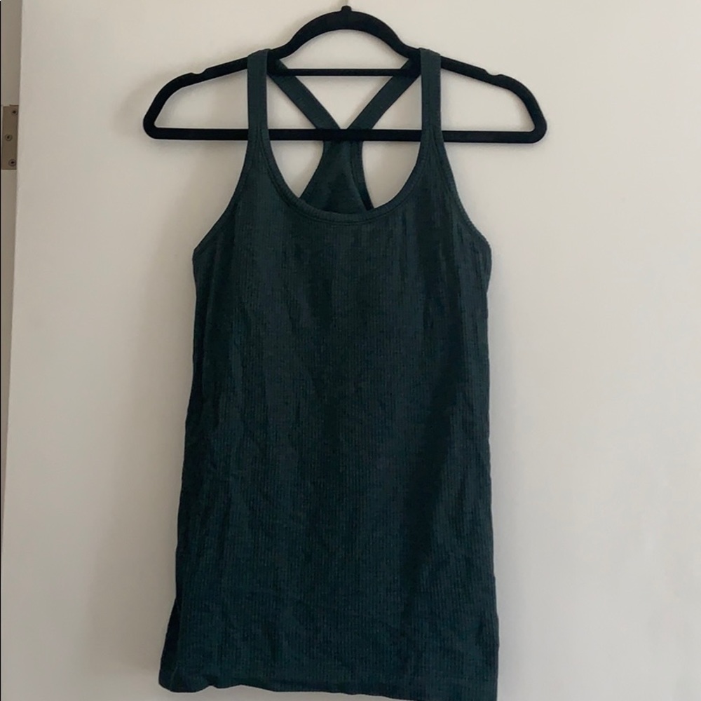 Lululemon hunter green tank with bra size 6